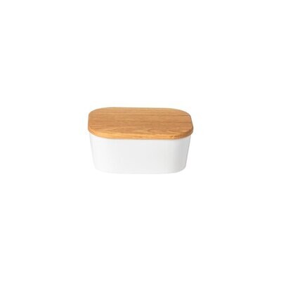 Casafina Ensemble Gift Rectangular Butter Dish with Oak Wood Lid White DX161-WHI, MPN: DX161-WHI, 8…