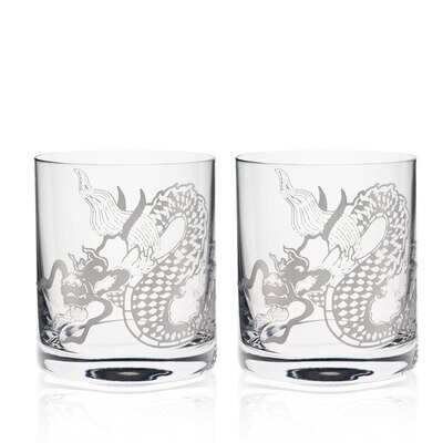 Caskata Dragon on the Rocks Short Glasses Set of 2 GL-SHORTDRINK, MPN: GL-SHORTDRINK, 817325010955