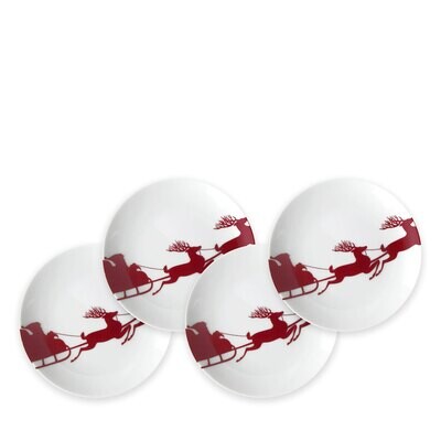 Caskata Sleigh Canape Plates Set of 4 Red CANA-920, MPN: CANA-920, 816666028995