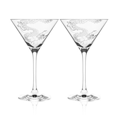 Caskata Dragon Martini Glasses Set of 2 GL-MARTINI-381, MPN: GL-MARTINI-381, 817325011600