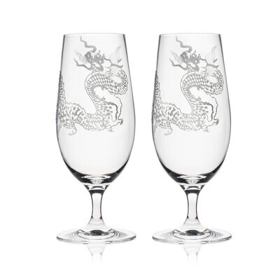 Caskata Dragon Beer Glasses Set of 2 GL-BEER-381, MPN: GL-BEER-381, 817325011174