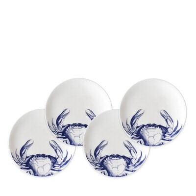 Caskata Crab Canape Plates Set of 4 Blue CAN-340, MPN: CAN-340, 817325015400