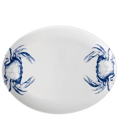 Caskata Crab Medium Coupe Oval Platter Blue COVL-340, MPN: COVL-340, 817325013673