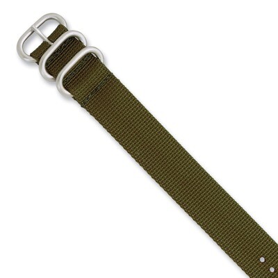 24mm Olive Military-style Nylon Watch Band 10.5 Inch Silver-tone Buckle BA229-24, MPN: BA229-24, 88…