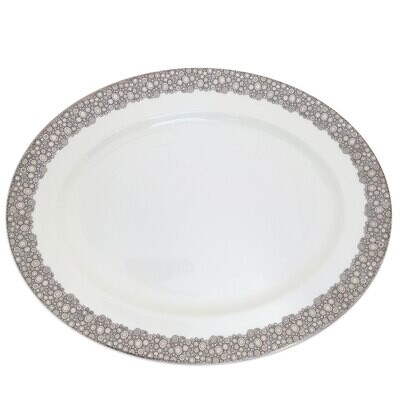 Caskata Ellington Shine Rimmed Oval Platter Platinum LOVL-215, MPN: LOVL-215, 817325018999