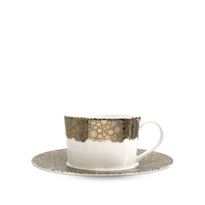Caskata Ellington Shimmer Cup &amp; Saucer Gold Platinum HCSL-115, MPN: HCSL-115, 817325018104