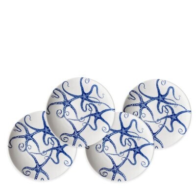 Caskata Starfish Canape Plates Set of 4 Blue CANA-113, MPN: CANA-113, 817325011488