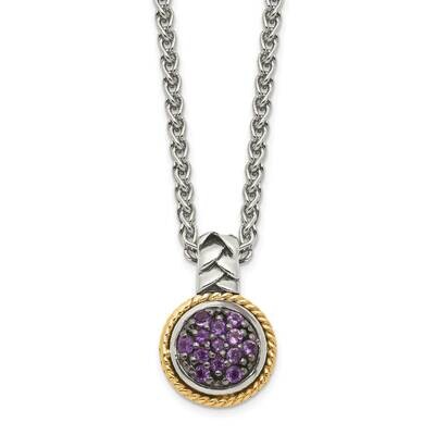 Amethyst Necklace Sterling Silver with 14k Gold Accent QTC1583, MPN: QTC1583, 883957746364