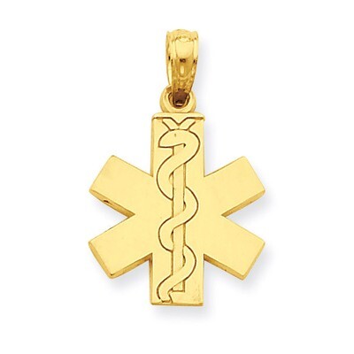 Paramedic EMT Symbol Pendant 14k Gold D4072, MPN: D4072, 637218015573