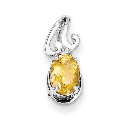 Citrine Oval Pendant Sterling Silver Rhodium-plated Diamond QP2978CI, MPN: QP2978CI, 883957358222