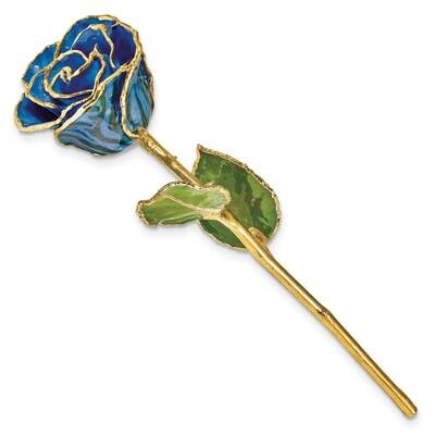 Lacquer Dipped Gold Trim Black and Blue Zebra Rose GM23898, MPN: GM23898, 812465024374