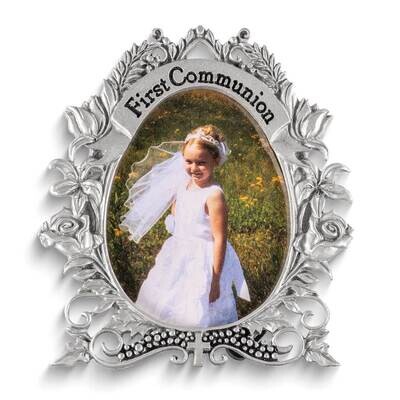 First Communion Silver-tone and Enamel Metal Floral Photo Frame GM24328, MPN: GM24328, 785525302449