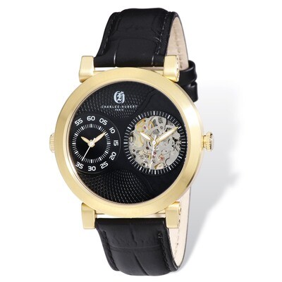 Charles Hubert IP-plated Leather 46mm Dual Tme Watch Men&#39;s XWA4794, MPN: XWA4794, 848870006650