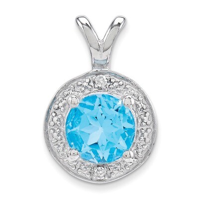 December Blue Topaz Pendant Sterling Silver Diamond QBPD11DEC, MPN: QBPD11DEC, 883957536132