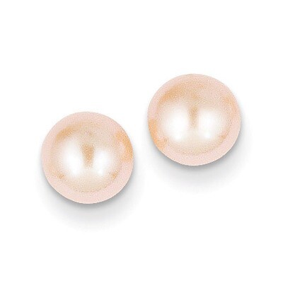 6-7mm Pink Button Cultured Pearl Stud Earrings 14k Gold X60BPI, MPN: X60BPI, 191101433177