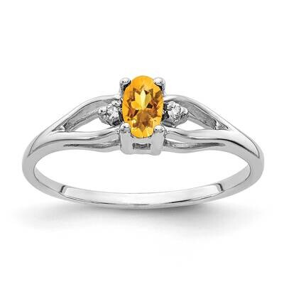 5x3mm Oval Citrine AA Diamond Ring 14k White Gold Y2080CI/AA, MPN: Y2080CI/AA, 883957704241