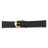 20mm Flat Black Lizard Grain Leather Gld-tone Buckle Watch Band BA93-20, MPN: BA93-20, 886774147529