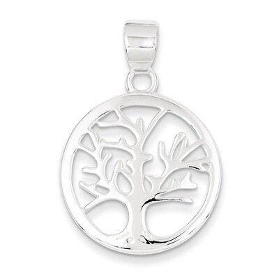 Round Tree Pendant Sterling Silver Polished QC6621, MPN: QC6621, 723252567809