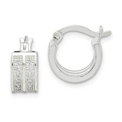 Hoop Earrings Sterling Silver CZ Diamond QE14552, MPN: QE14552, 883957970479