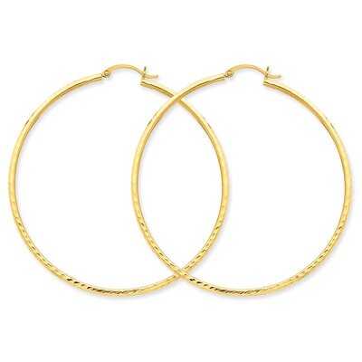 2mm Round Tube Hoop Earrings 14k Gold Diamond-cut TC239, MPN: TC239, 883957289168