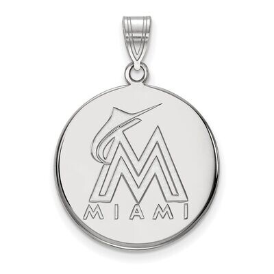 Miami Marlins Large Disc Pendant 14k White Gold 4W016MIN, MPN: 4W016MIN, 886774841113