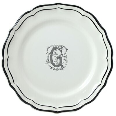 Gien Filet Midnight Monogram Dinner Plate L 2029AEXL22, MPN: 2029AEXL22, 840769001128