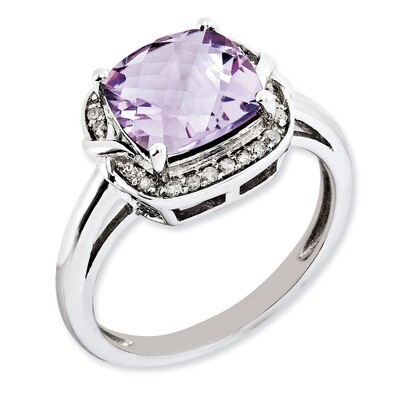 Pink Quartz Ring Sterling Silver Diamond QR3039PQ, MPN: QR3039PQ, 883957628820