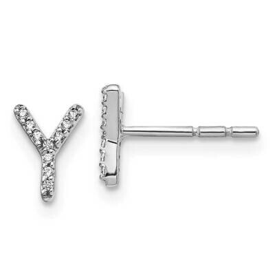 Initial Y Earrings 14k White Gold Diamond EM4169Y-006-WA, MPN: EM4169Y-006-WA, 883957663470