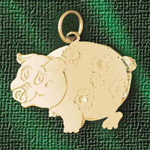 Dazzlers Jewelry Pig Pendant Necklace Charm Bracelet in Yellow, White or Rose Gold 2578, MPN: DZ-25…