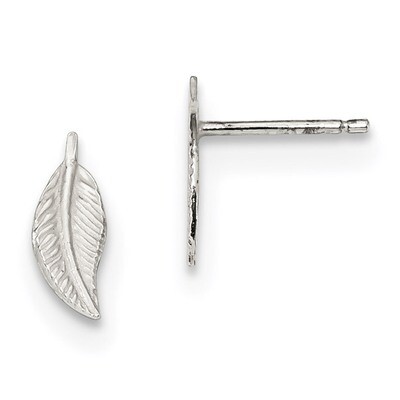Feather Post Earrings Sterling Silver Polished QE13807, MPN: QE13807, 886774124025