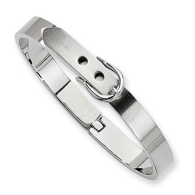 Fancy Belt Hinged Bracelet - Stainless Steel SRB303 by Chisel, MPN: SRB303, 883957746463