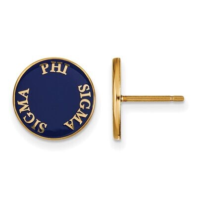 Phi Sigma Sigma Enameled Post Earrings Gold-plated Silver GP019PSS, MPN: GP019PSS, 886774923932