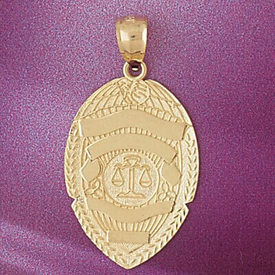 Dazzlers Jewelry Police Badge Pendant Necklace Charm Bracelet in Yellow, White or Rose Gold 4552, M…