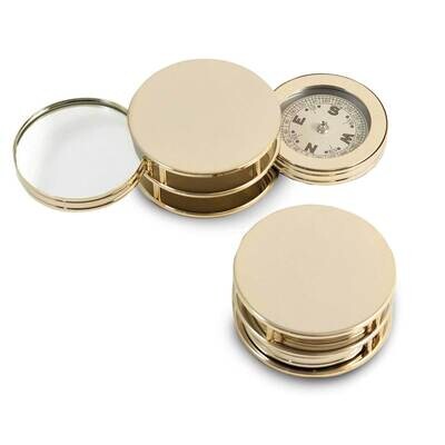 Gold Plated Paperweight with Fold Out 3x Magnifier and Compass GM21407, MPN: GM21407, 797140326212