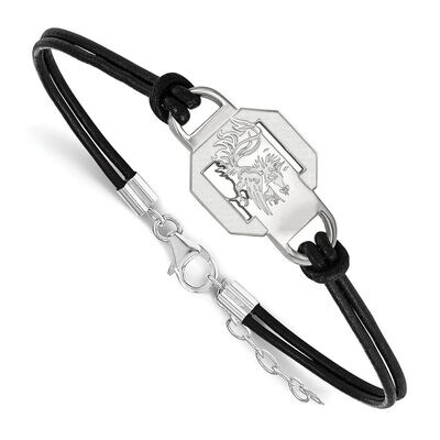 University of South Carolina Leather Bracelet Small Center Sterling Silver SS023USO-7, MPN: SS023US…