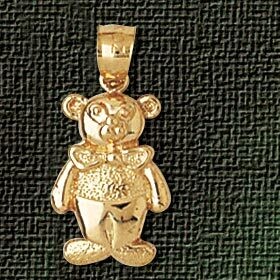 Dazzlers Jewelry Teddy Bear Pendant Necklace Charm Bracelet in Yellow, White or Rose Gold 2515, MPN…