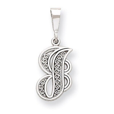 Filigree Initial J Pendant 14k White Gold Solid Polished D1281J, MPN: D1281J, 883957862750