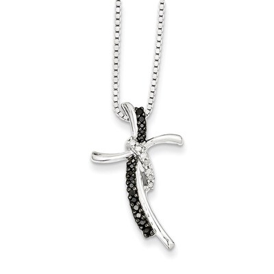 Black and White Diamond Cross Pendant Sterling Silver QP2313, MPN: QP2313, 886774189598