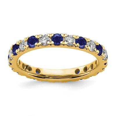 Si1/Si2 G H I &amp; Created Blue Sapphire Eternity Band 14k Gold Lab Grown Diamond ET0048-CSA-070-65YLG…