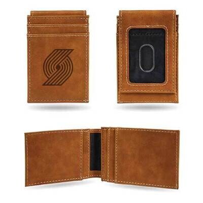 NBA Portland Trail Blazers Brown Faux Leather Front Pocket Wallet GC7487, MPN: GC7487, 767345895134