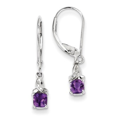Amethyst Diamond Earrings Sterling Silver QE10213AM, MPN: QE10213AM, 883957460468