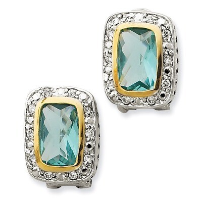 Flash Gold-Plated Diamond Omega Back Earrings Sterling Silver QE6284, MPN: QE6284, 883957519524