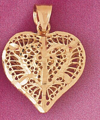Dazzlers Jewelry 3 Dimensional Filigree Heart Pendant Necklace Charm Bracelet in Yellow, White or R…
