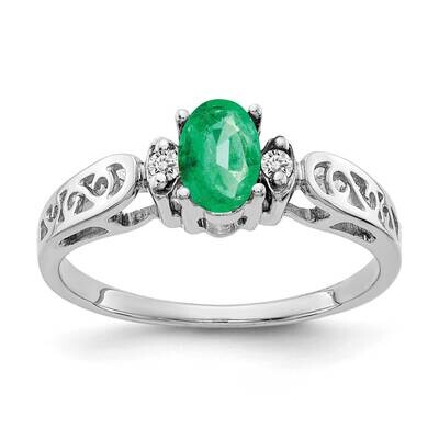 6x4mm Oval Emerald Aaa Diamond Ring 14k White Gold X9735E/AAA, MPN: X9735E_AA, 883957645131