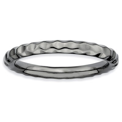 Black-plated Hammered Ring - Sterling Silver QSK225, MPN: QSK225, 883957144115