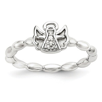 Diamond Angel w/halo Ring Sterling Silver Polished QSK1843, MPN: QSK1843, 886774375694