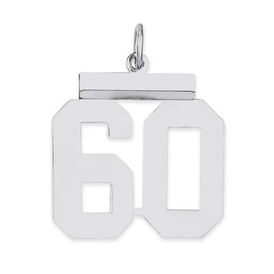 Pendant Number 60 Polished Sterling Silver Medium QMS60, MPN: QMS60, 191101278327