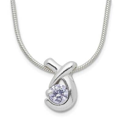 Purple CZ Diamond Necklace 18 Inch Sterling Silver QH676-18, MPN: QH676-18, 883957056906