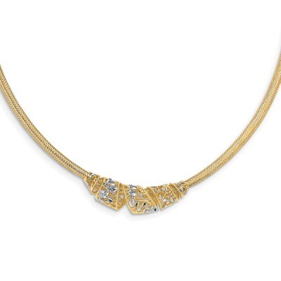 Leslie&#39;s White Rhodium Mesh Diamond-cut Necklace 14k Gold HB-LF1281-17.5, MPN: LF1281-17.5, 1911013…