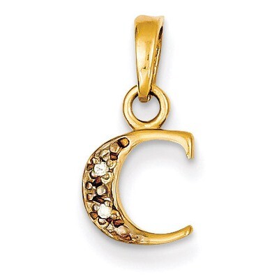 0.01ct Diamond Initial C Pendant 14k Gold Polished YC250C, MPN: YC250C, 883957323404
